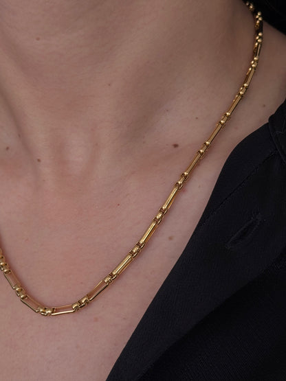 Cadena Rectangular con Cuadros Mini Dorada