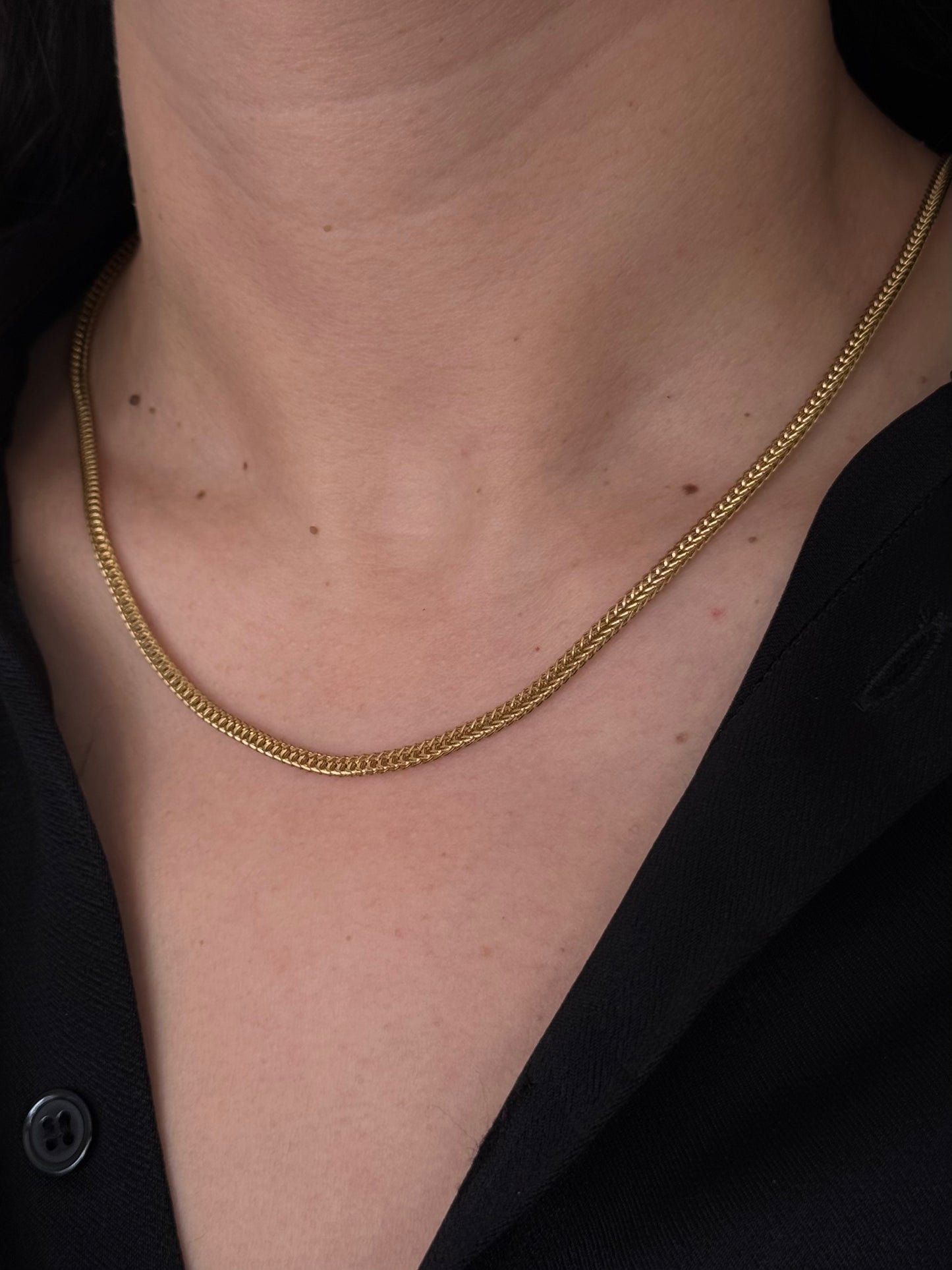 Cadena Espiga Cuadrada Dorada