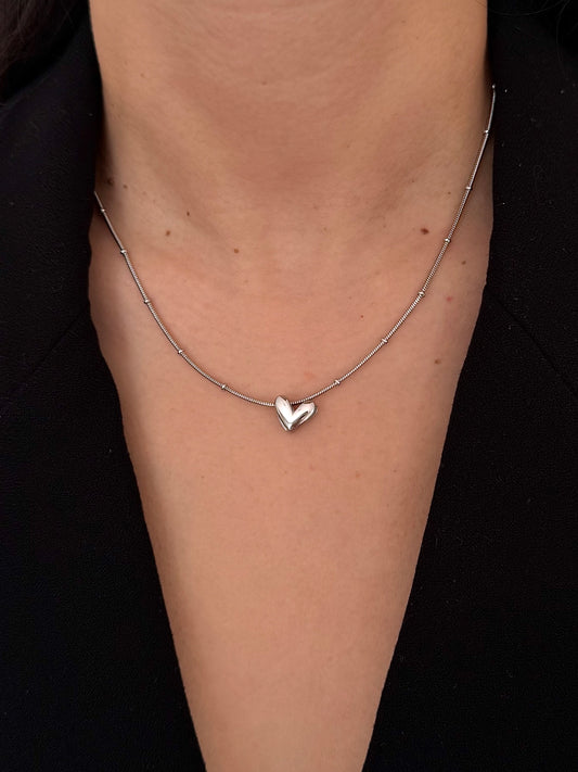 Collar Corazón Liso Viviana Plateada