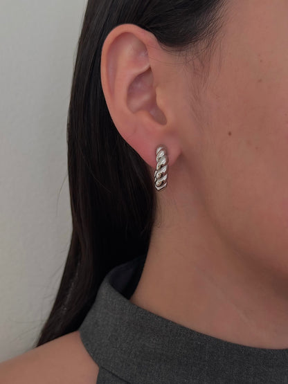 Aretes Churro Triangular Plateado