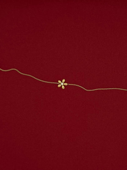 Pulsera Flor Globo con Zirconia Dorada