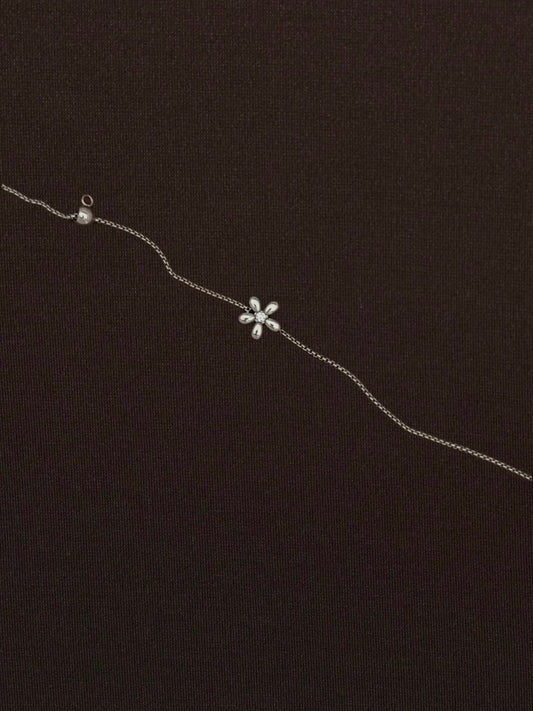 Pulsera Flor Globo con Zirconia Plateada