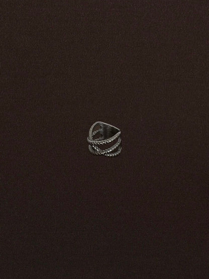 Anillo Líneas Churro Cruzadas Plateado