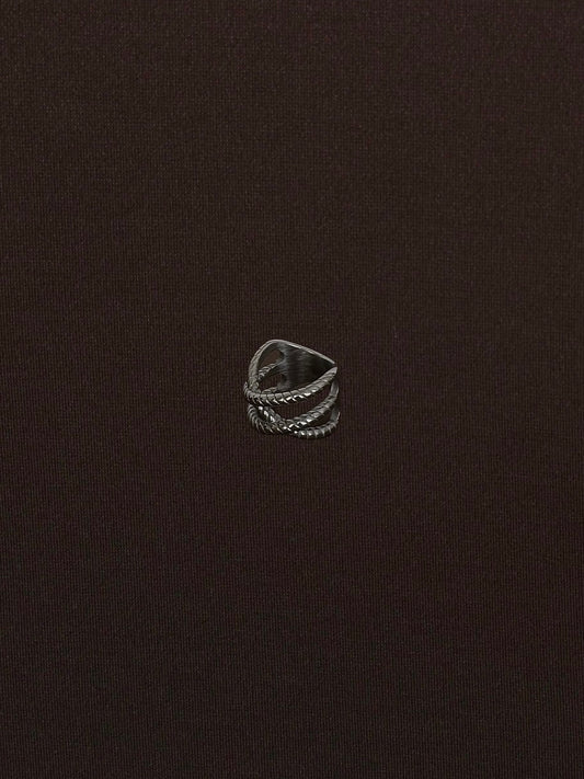 Anillo Líneas Churro Cruzadas Plateado