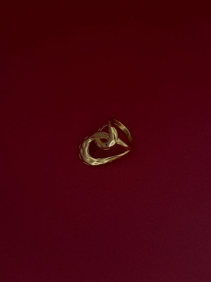 Anillo Doble Nudo Macheteado Dorado