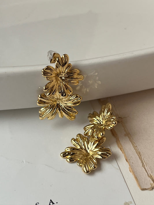 Aretes Bloom Duo Gold
