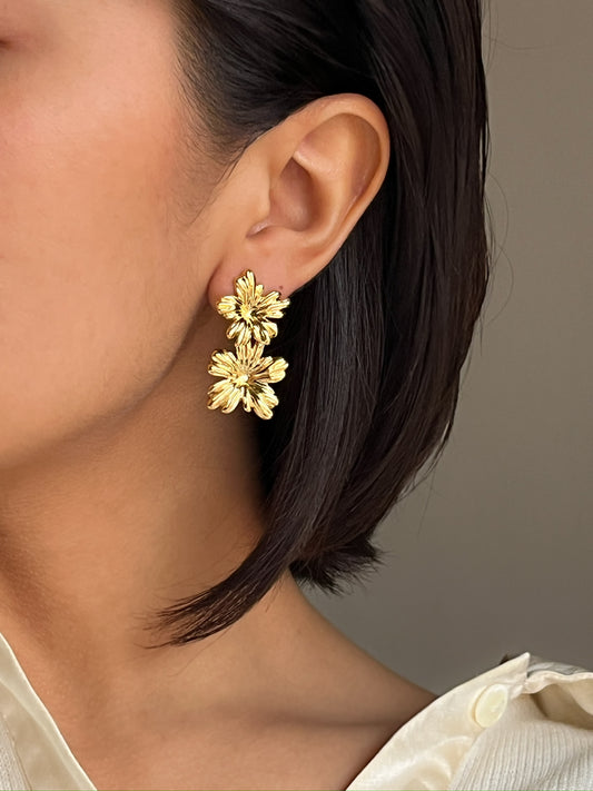 Aretes Bloom Duo Gold