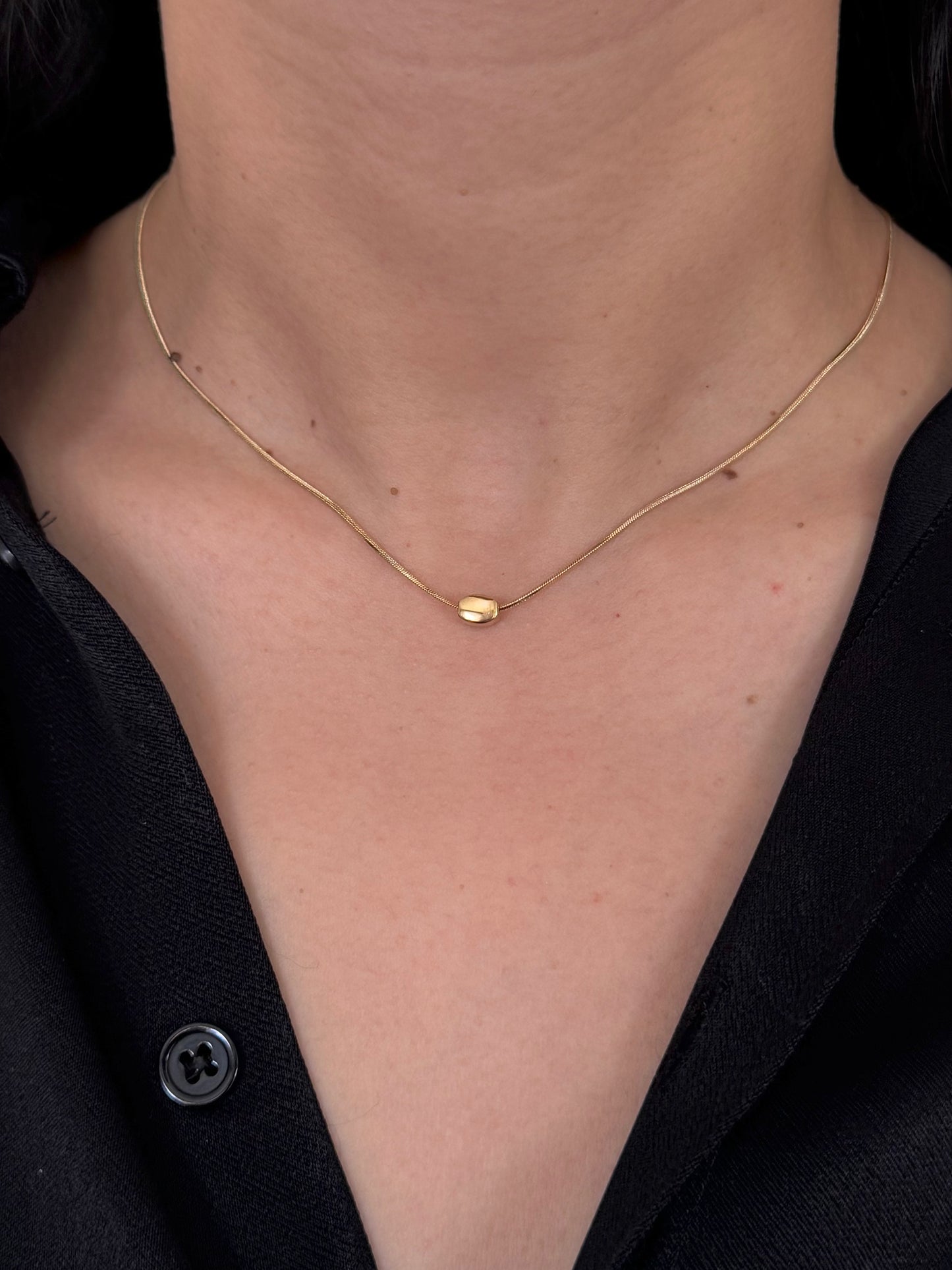 Collar Óvalo Chunky Liso Mini Dorado