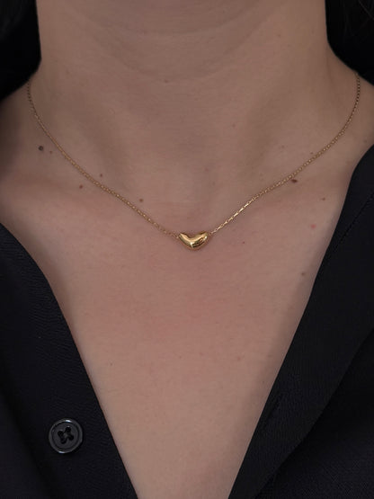 Collar Corazón Alargado Orgánico Dorado