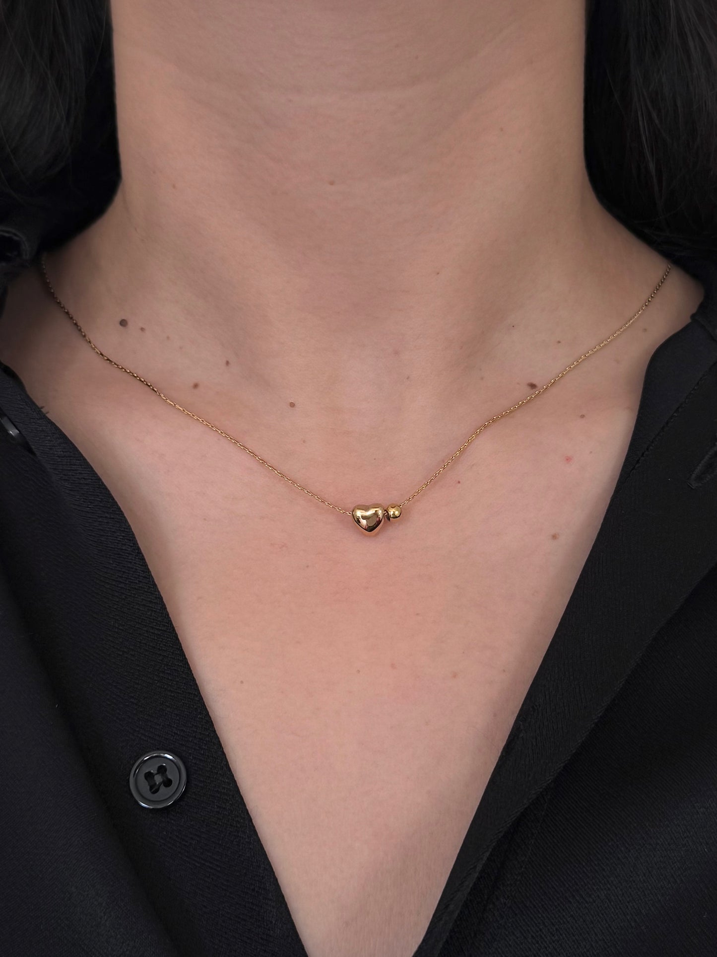 Collar Corazón Bolita Lisa Dorado