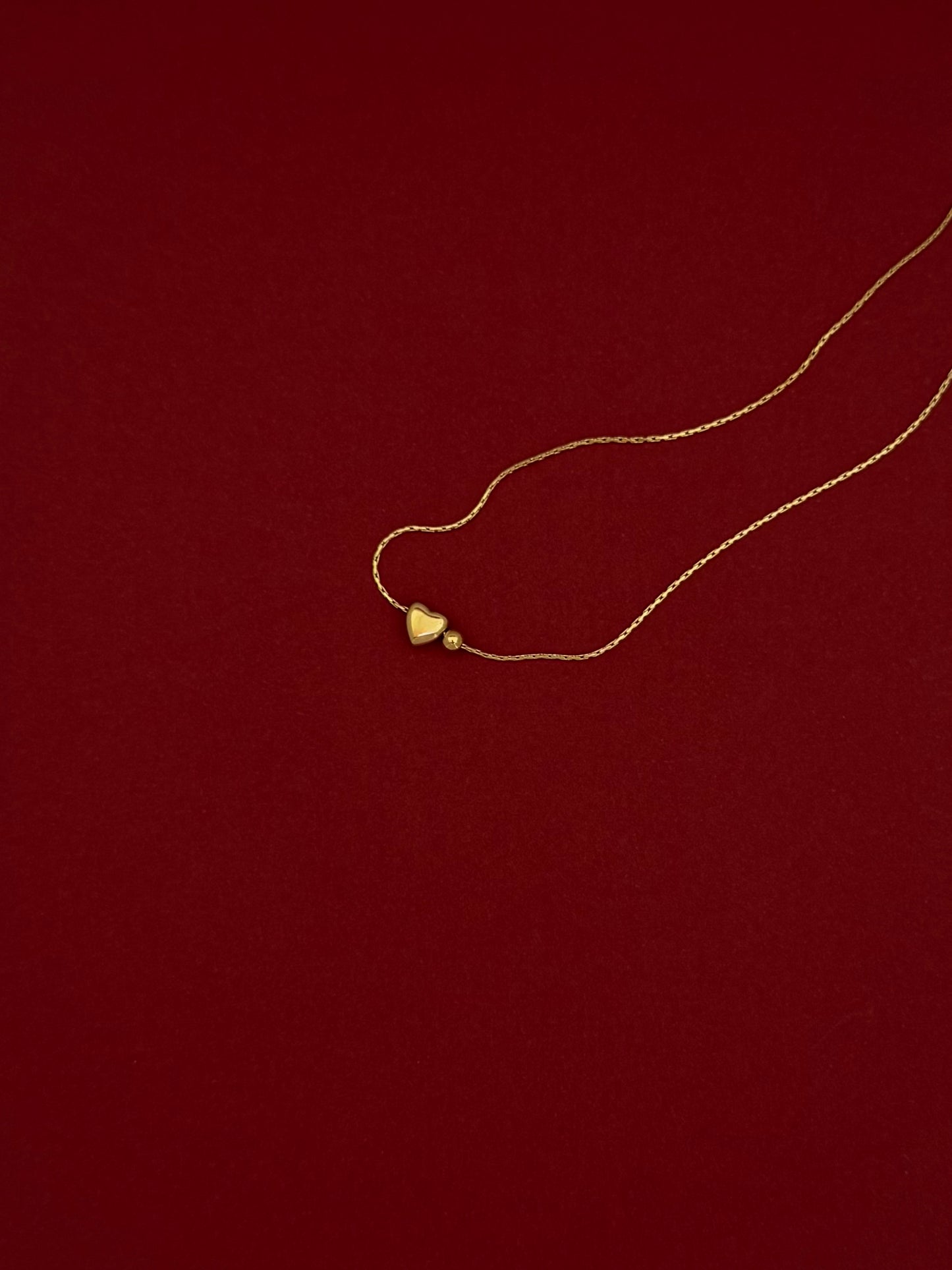 Collar Corazón Bolita Lisa Dorado