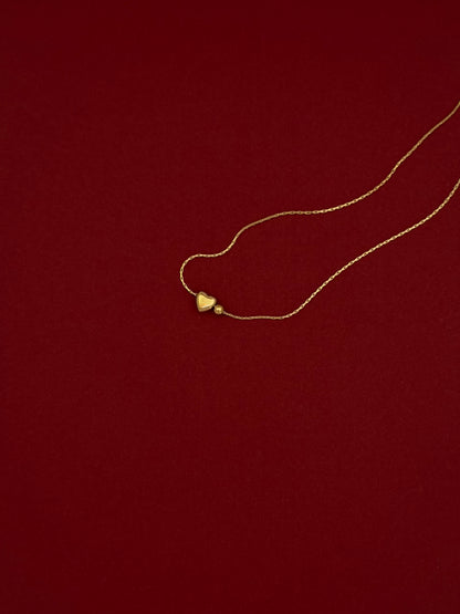 Collar Corazón Bolita Lisa Dorado