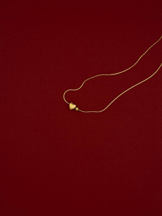 Collar Corazón Bolita Lisa Dorado