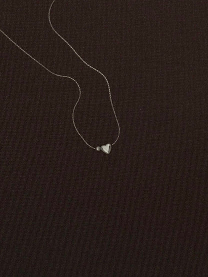 Collar Corazón Bolita Lisa Plateado