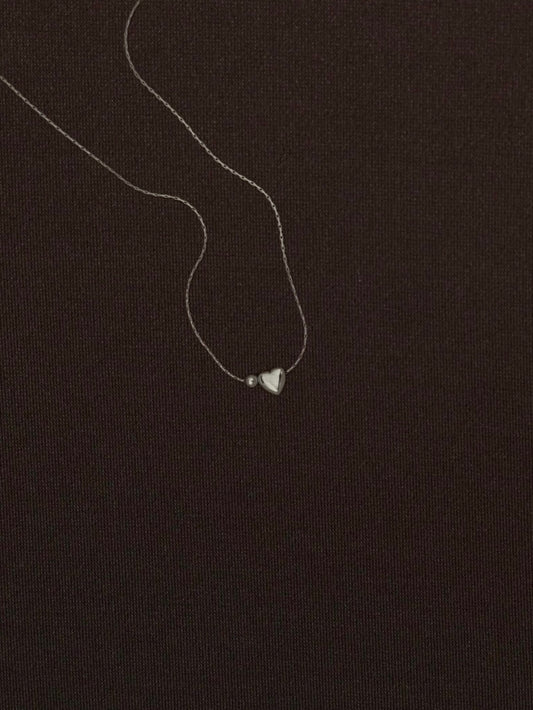 Collar Corazón Bolita Lisa Plateado