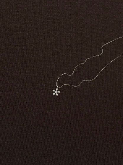 Collar Flor Globo Zirconia Plateado