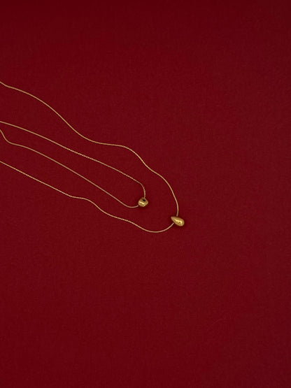 Collar Doble Triángulo Gota Lisa Dorado