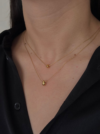 Collar Doble Triángulo Gota Lisa Dorado