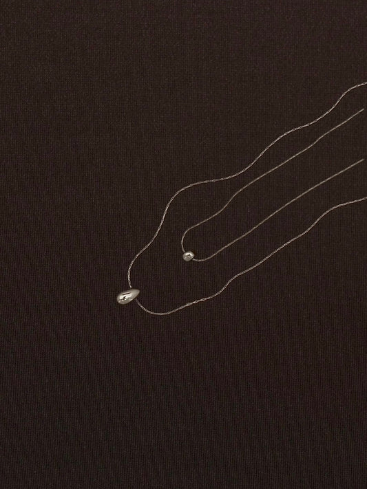 Collar Doble Triángulo Gota Lisa Plateado