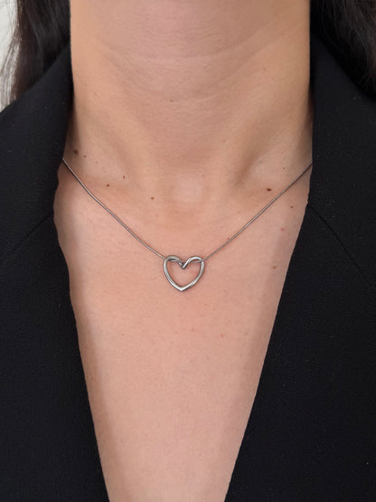 Collar Corazón Hueco Plateado