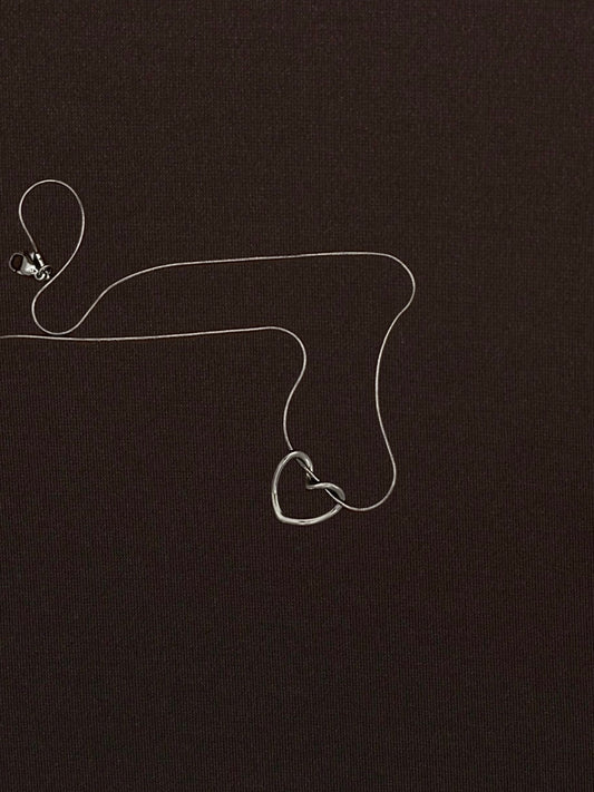 Collar Corazón Hueco Plateado