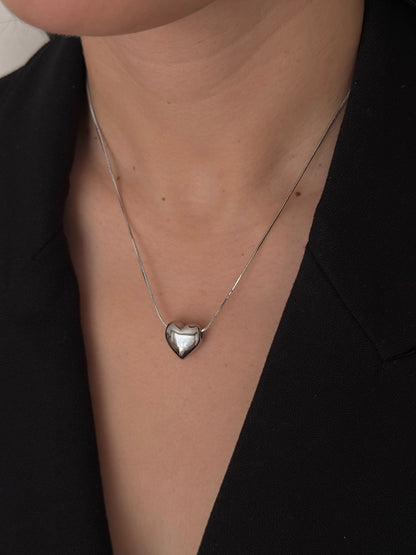 Collar Corazón Globo Mediano Plateado