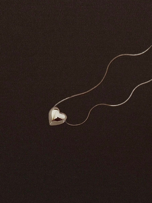 Collar Corazón Globo Mediano Plateado