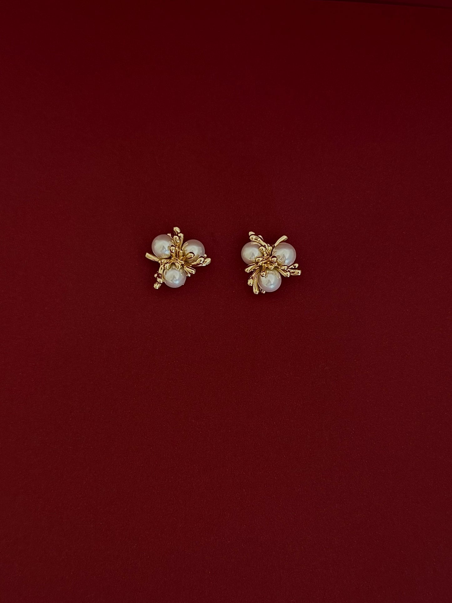 Aretes 3 Perlas Chunky Dorados