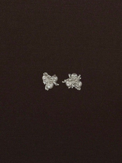 Aretes 3 Perlas Chunky Plateados