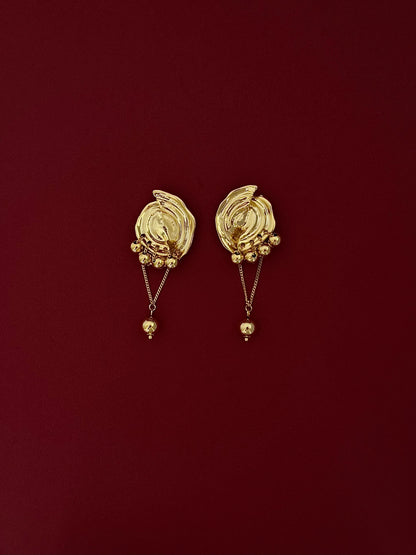 Aretes Círculo Orgánico Bolas Lisas Dorados