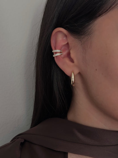 Ear Cuff Dos Líneas Separadas Dorado