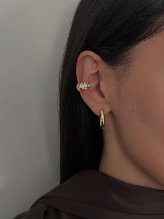 Ear Cuff Zirconia Rectangular Dorado