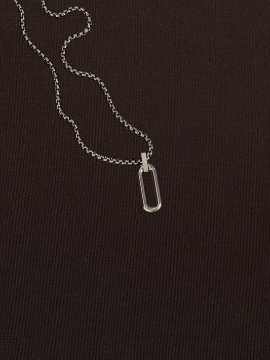 Collar Óvalo Hueco Liso Plateado