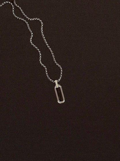 Collar Óvalo Hueco Liso Plateado