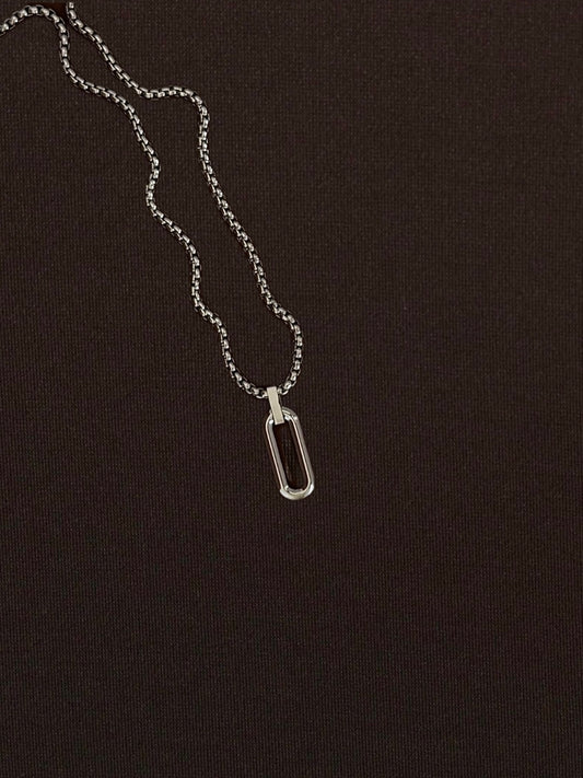 Collar Óvalo Hueco Liso Plateado