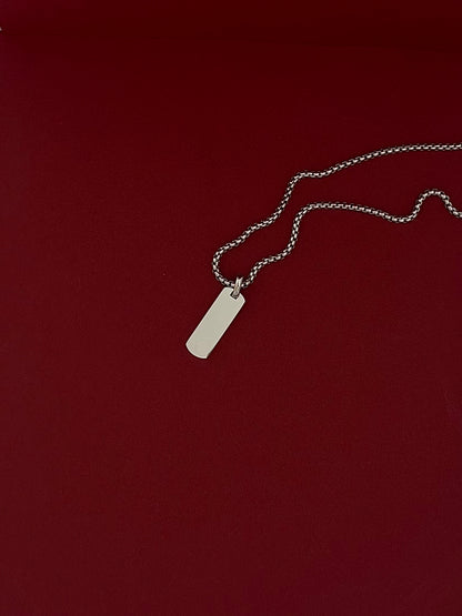 Collar Óvalo Liso Relleno Alargado Plateado