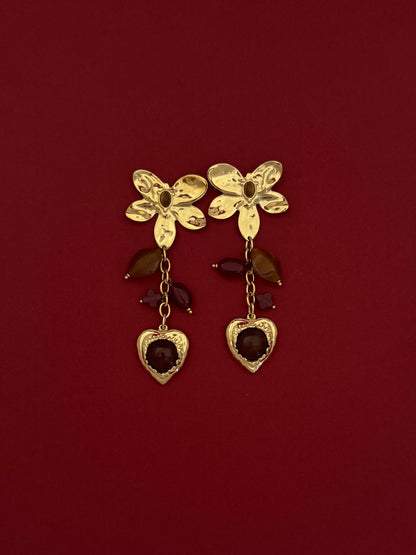 Aretes Flor Corazón