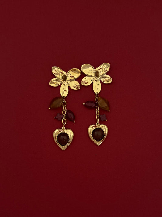 Aretes Flor Corazón