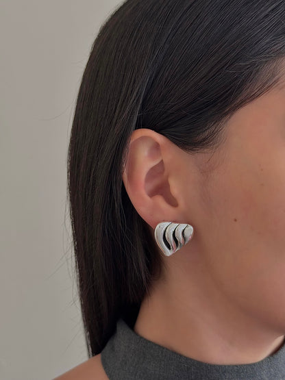 Aretes Corazón Chunky Rayado