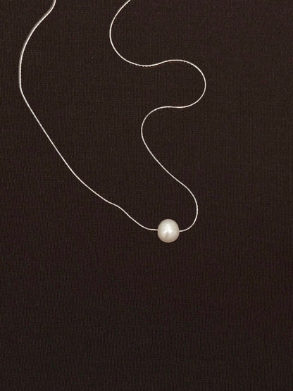 Collar Perla Natural en Espiga Delgada