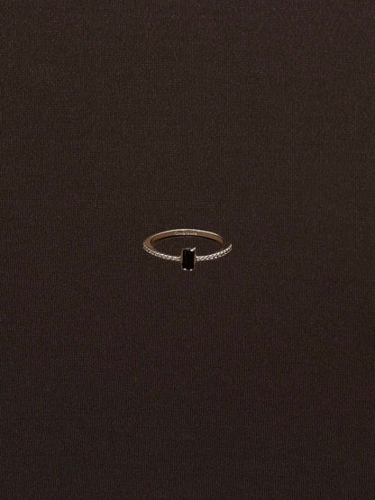 Anillo Rectángulo Negro con Churumbela Blanca