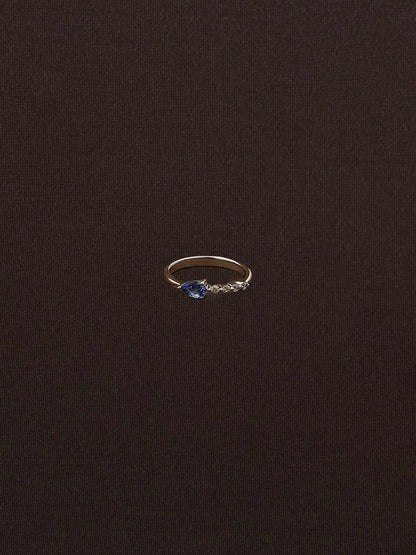 Anillo Gota Azul con Zirconias Blancas