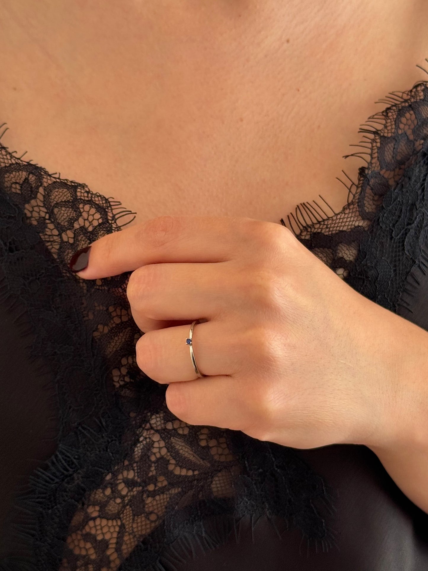 Anillo Zirconia Azul Mini