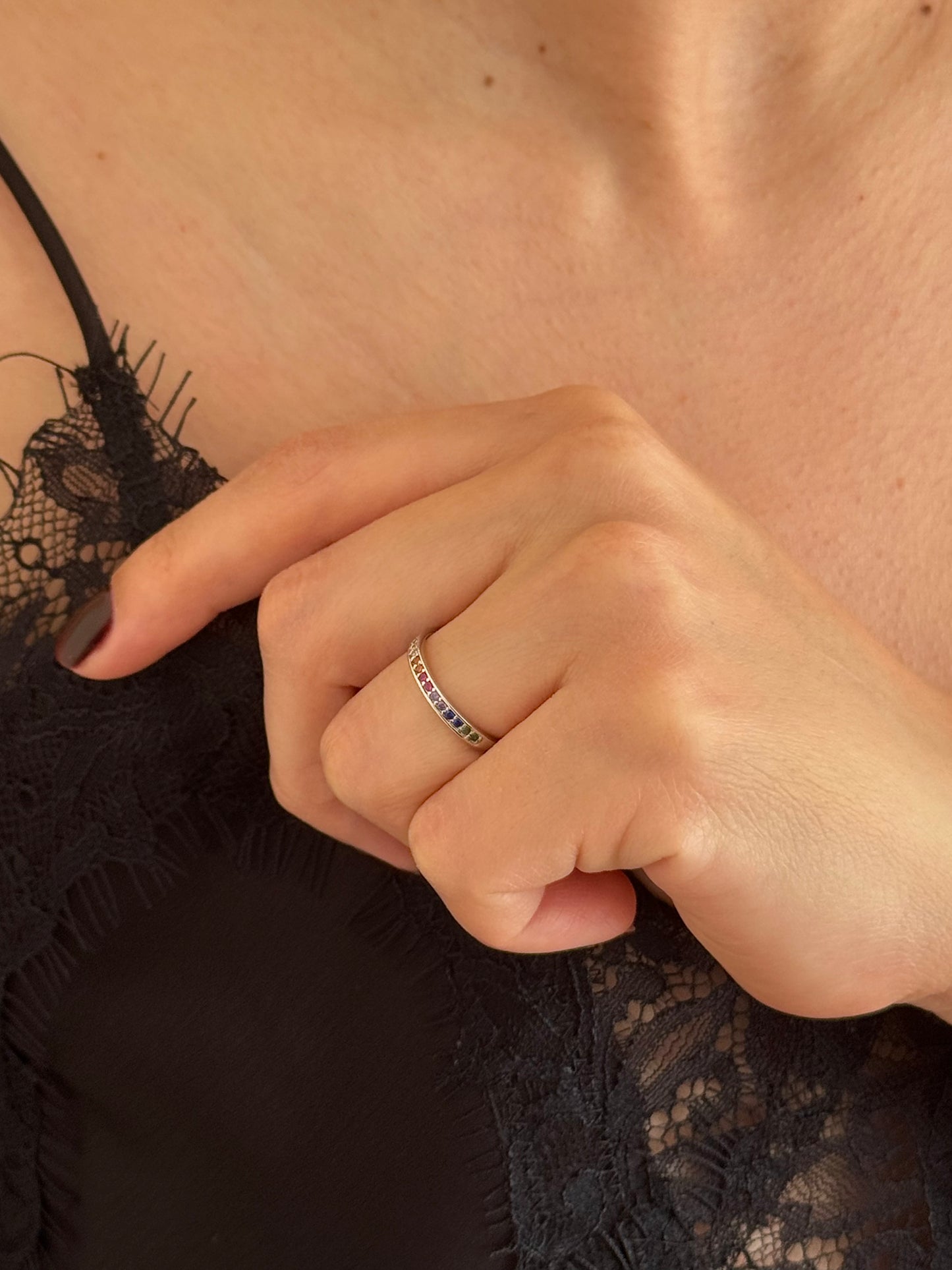 Anillo Media Churumbela Arcoíris Bisel