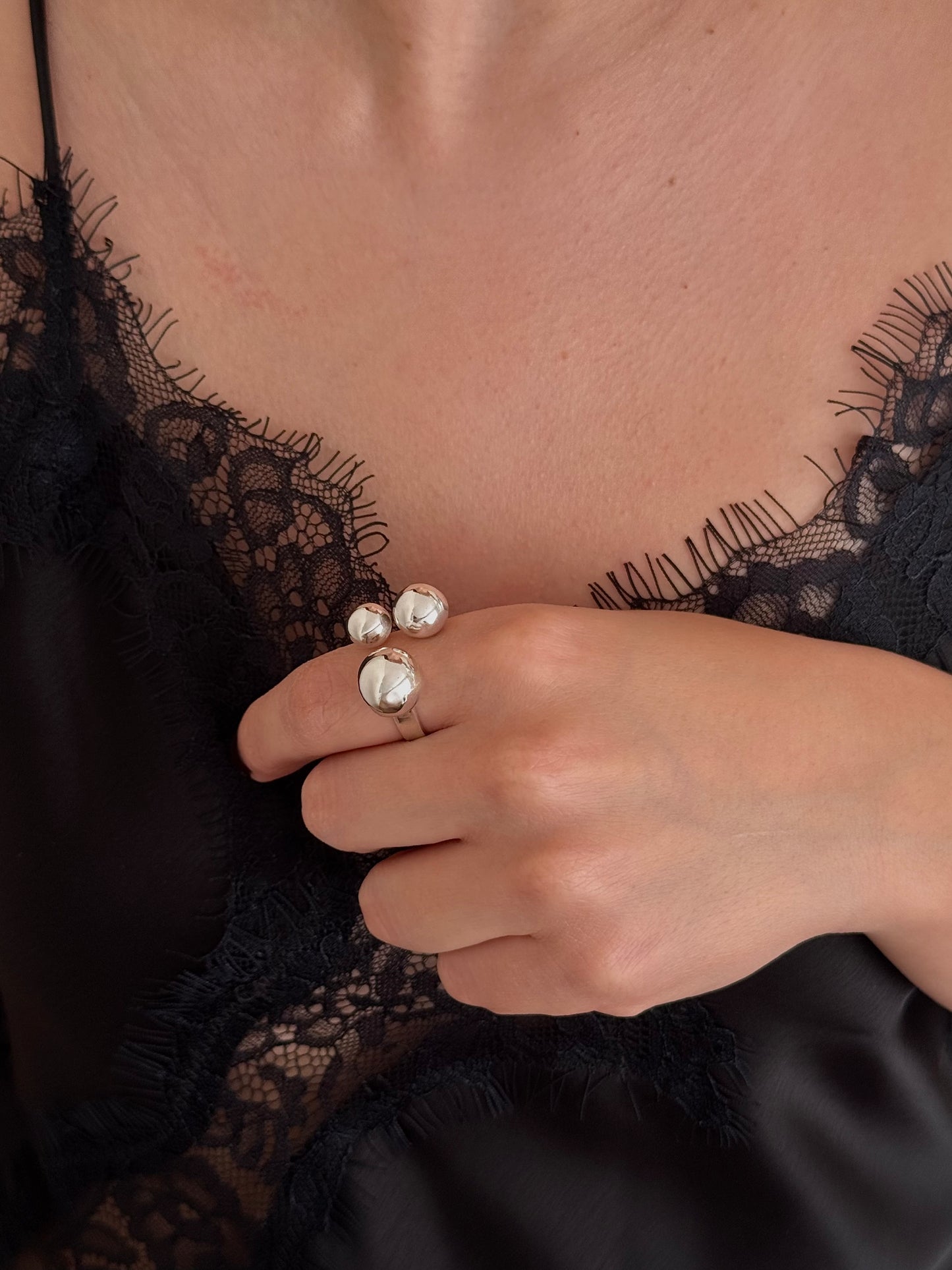 Anillo Triple Bola Ajustable