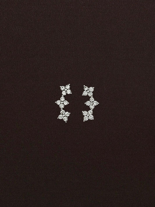 Aretes Flores Triple Zirconia