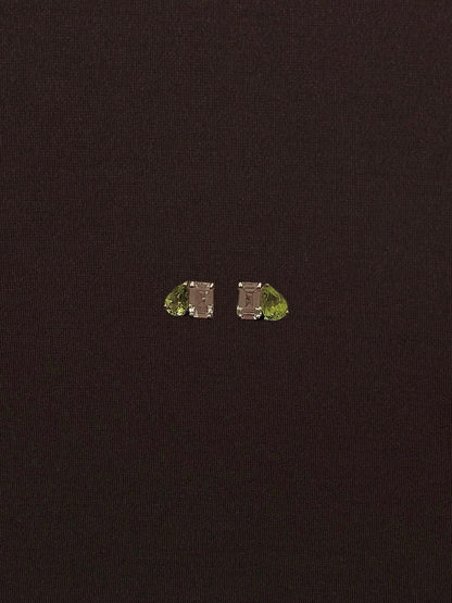 Aretes Peridot Gota con Topacio Blanco