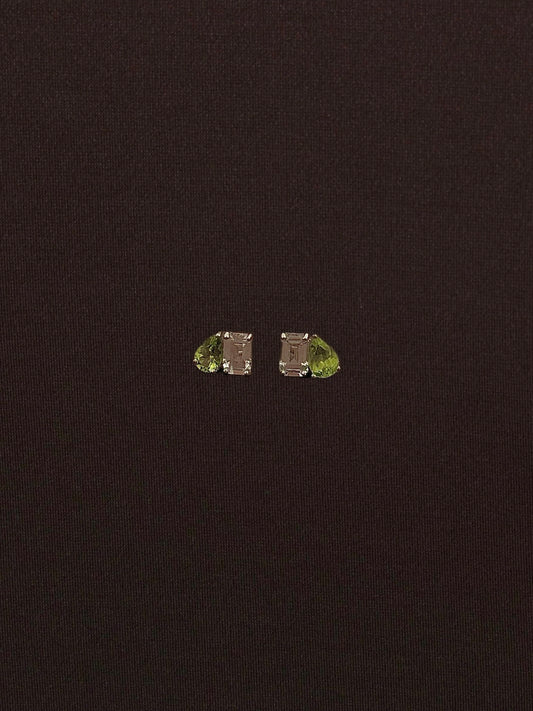 Aretes Peridot Gota con Topacio Blanco