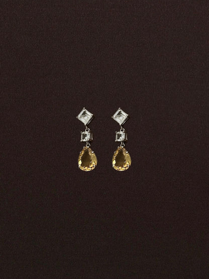 Aretes Citrina Naranja con Topacios Blanco